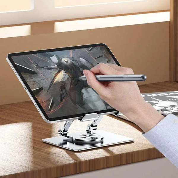 TXOR_MAZ-X40,_Foldable_&_Portable_Heavy_Duty_Aluminum_Tablet_Stand_with_360_Degree_Rotation_(Compatible_:_4.7"_-_12.9"),_Anti-Slip_Base_Black_Color