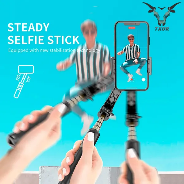 TXOR_ALEX,_One-AXIS_Gimbal_Stabilizer_for_Smartphone,_Extendable_Bluetooth_Selfie_Stick_&_Tripod,_1-AXIS_Black_Color