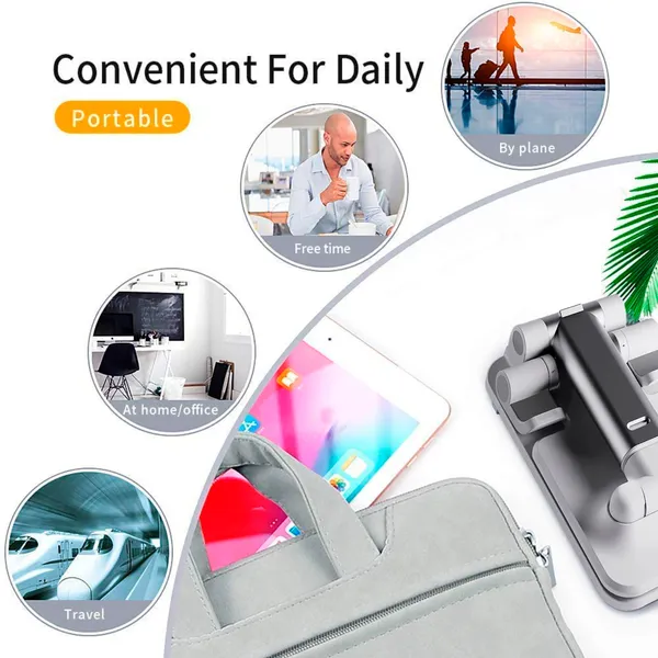 TXOR_REX90,_Portable_Desktop,_Height_Adjustable_and_Foldable_Smart_Phone_Stand_Holder_(Compatible_:_4"_-_12.9"),_ABS_Base_White_Color
