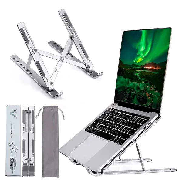 TXOR_OTONX6,_Laptop_Stand_for_Desk_with_Adjustable_Riser_&_360_Ventilated_for_10"_-_15.6_Laptops,_Silver_Color