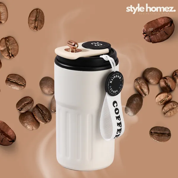 TXOR_ELLO_Coffee_Tumbler,_Double_Wall_Stainless_Steel_Vacuum_Insulated_410_ml_Thermal_Flask_With_Safety_Lid_Lock_&_LED,_Black_Cream_Color