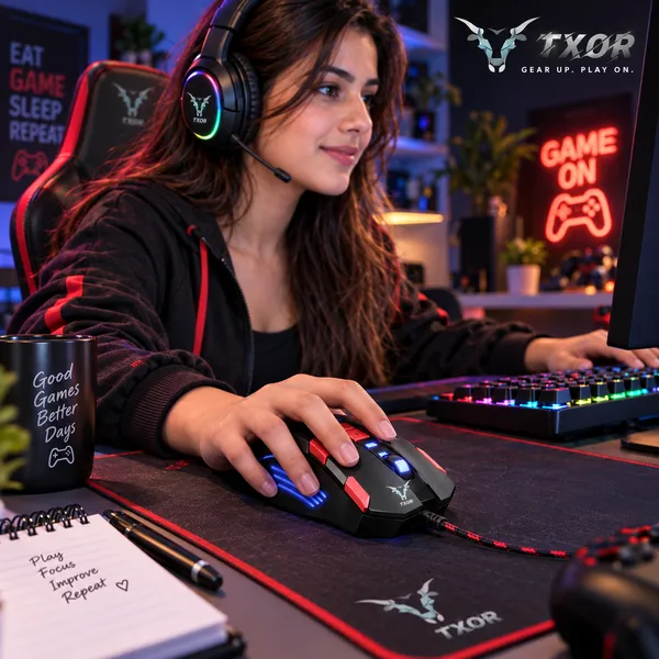 TXOR_BLOODBAT_V_2.0,_Nylon_Braided_Ergonomic_Design_Wired_Optical_Gaming_Mouse_With_RGB_Lighting_&_Upto_6800_DPI,_Black_Red_Color