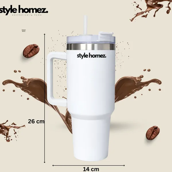 TXOR_BRU-M8_Tumbler,_Double_Wall_Stainless_Steel_Vacuum_Insulated_1200_ml_Coffee_Flask_With_Safety_Lid_Lock_&_Straw,_White_Color