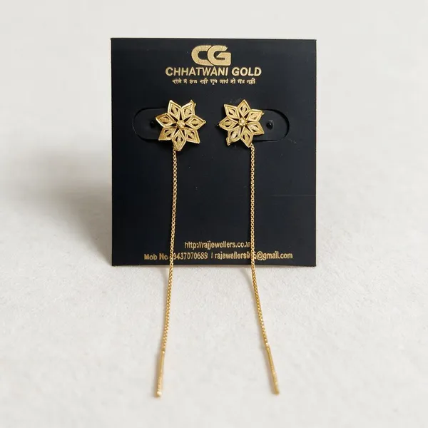 Gold-Tone_Floral_Chain_Drop_Earrings_For_Women