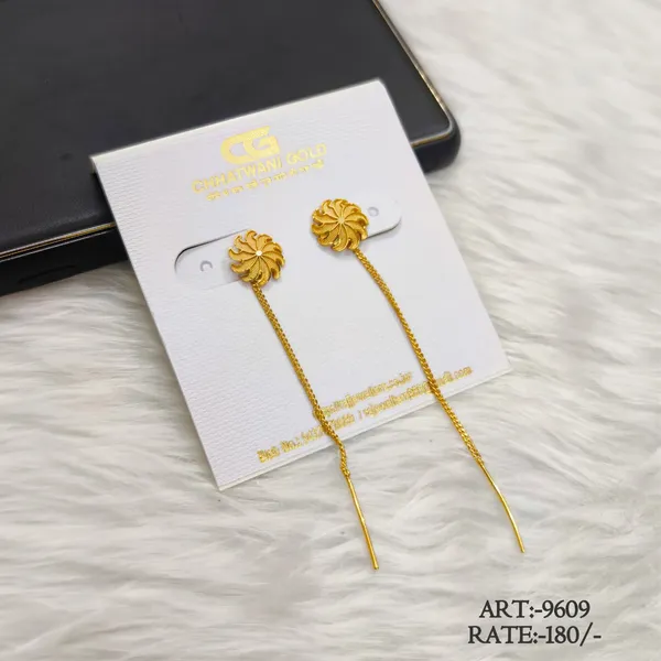 Gold-Tone_Floral_Chain_Drop_Earrings_For_Women