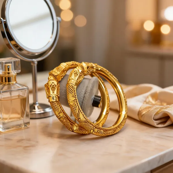 Gold_Copper_Traditional_Textured_Bangle_Set_For_Women