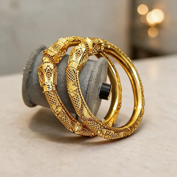 Gold_Copper_Traditional_Textured_Bangle_Set_For_Women