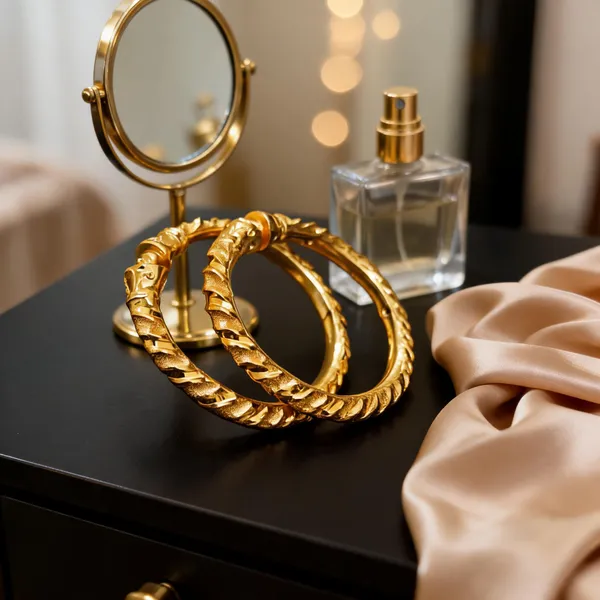 Gold_Copper_Traditional_Textured_Bangle_Set_For_Women