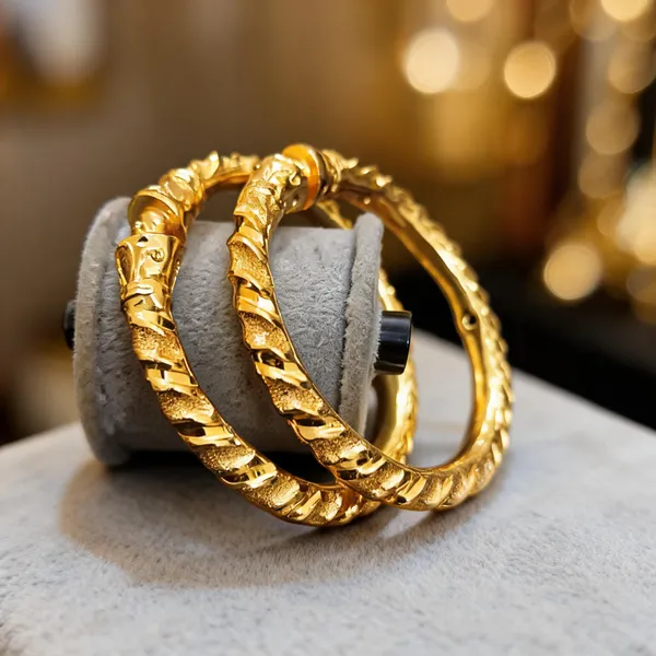 Gold_Copper_Traditional_Textured_Bangle_Set_For_Women
