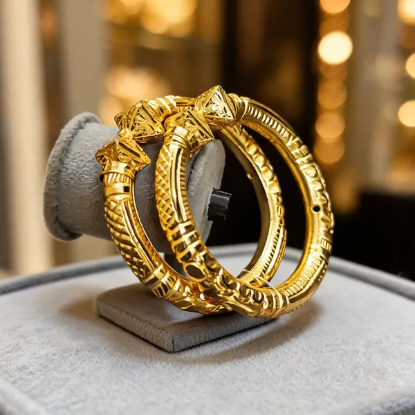 Gold_Copper_Engraved_Textured_Bangle_Set_For_Women