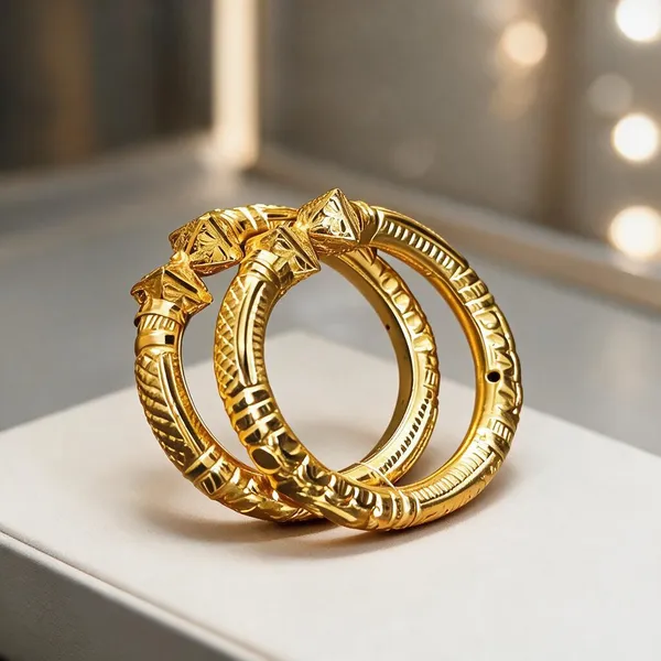 Gold_Copper_Engraved_Textured_Bangle_Set_For_Women