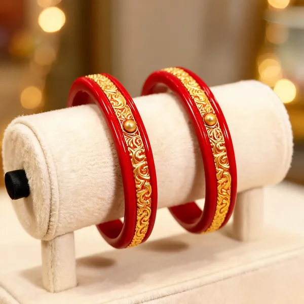 Red_Gold-Tone_Copper_Embellished_Bangle_Set_For_Women