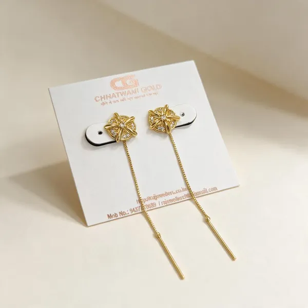 Gold-Tone_Floral_Chain_Drop_Earrings_For_Women