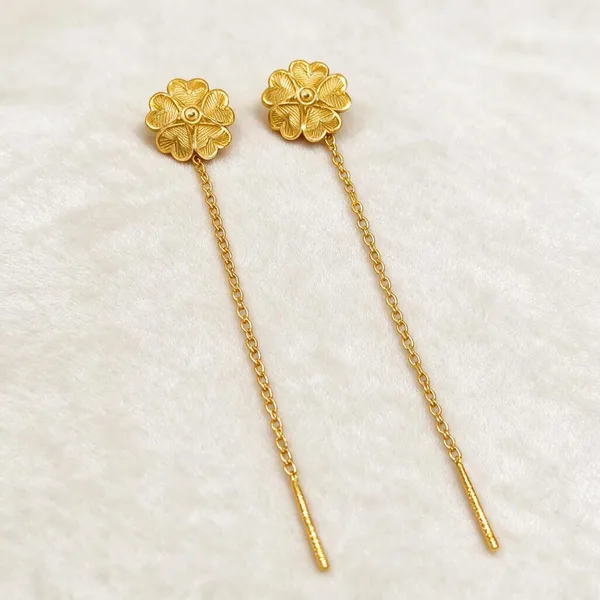 Gold_Tone_Floral_Chain_Drop_Earrings_For_Women