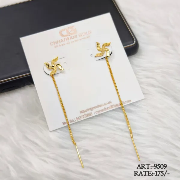 Gold_Tone_Swastik_Chain_Drop_Earrings_For_Women