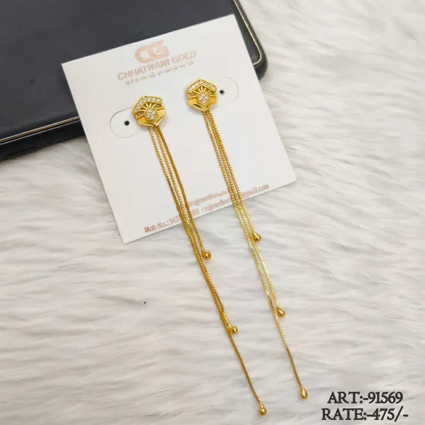 Gold_Tone_Geometric_Chain_Drop_Earrings_For_Women