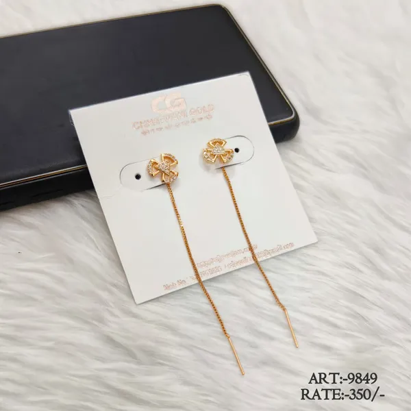Gold_Tone_Floral_Chain_Drop_Earrings_For_Women