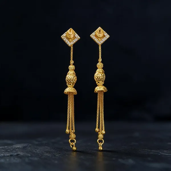 Gold_Tone_Long_Drop_Earrings_For_Women