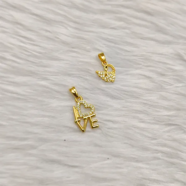 Gold_Tone_Love_And_Crown_Pendant_Set_For_Women