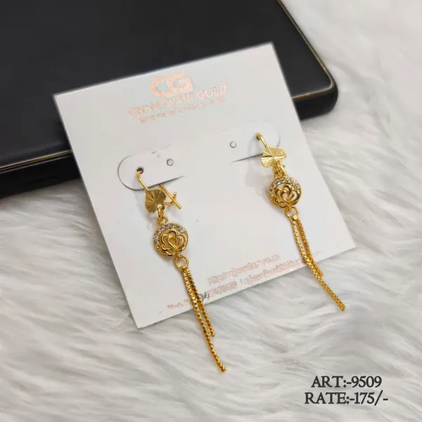Gold_Tone_Floral_Drop_Earrings_For_Women