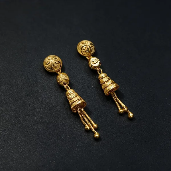 Gold-Toned_Floral_Dangle_Earrings_For_Women