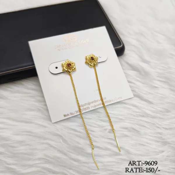Gold_Tone_Floral_Chain_Drop_Earrings_For_Women