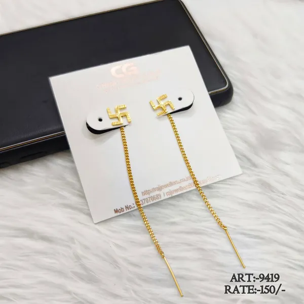 Gold_Tone_Swastika_Dangle_Earrings_For_Women