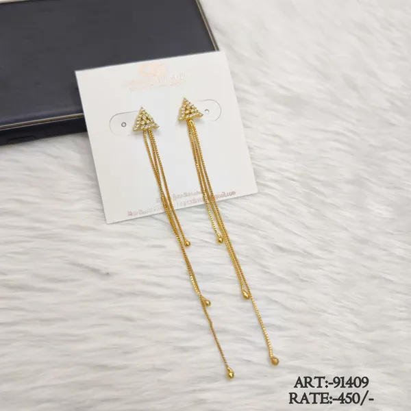 Gold-Tone_Triangle_Chain_Drop_Earrings_For_Women