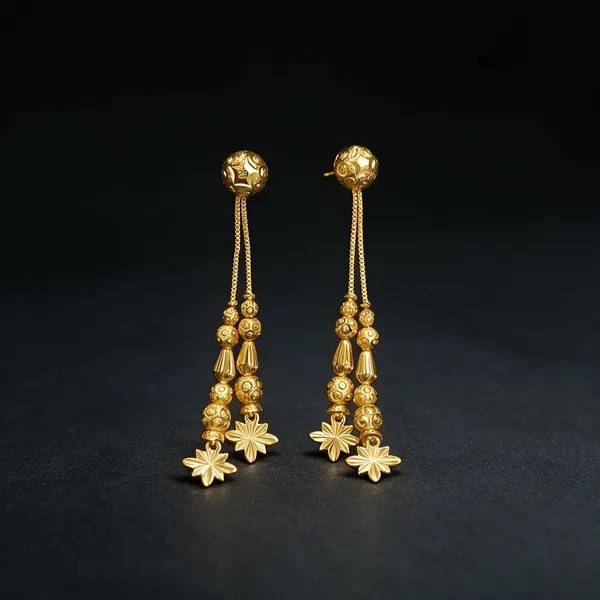 Gold_Tone_Floral_Dangling_Earrings_For_Women