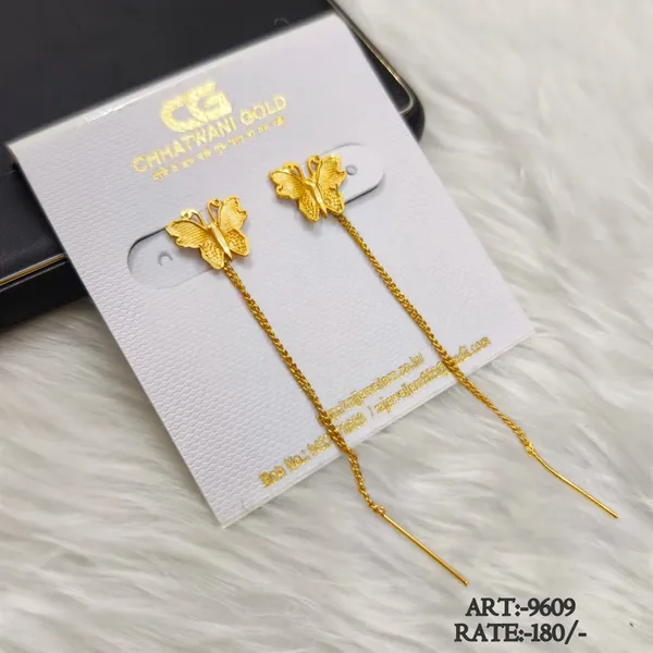 Gold_Tone_Butterfly_Chain_Drop_Earrings_For_Women