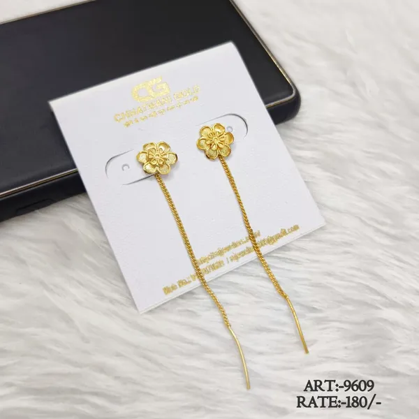 Gold_Tone_Floral_Chain_Drop_Earrings_For_Women