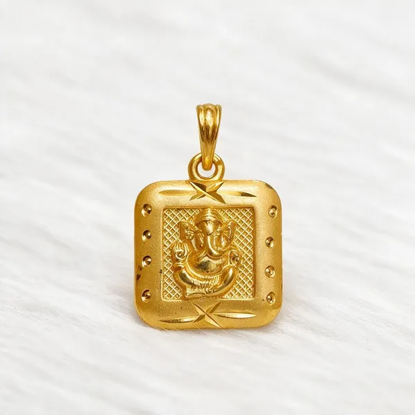Gold_Tone_Ganesha_Square_Pendant_For_Men_And_Women