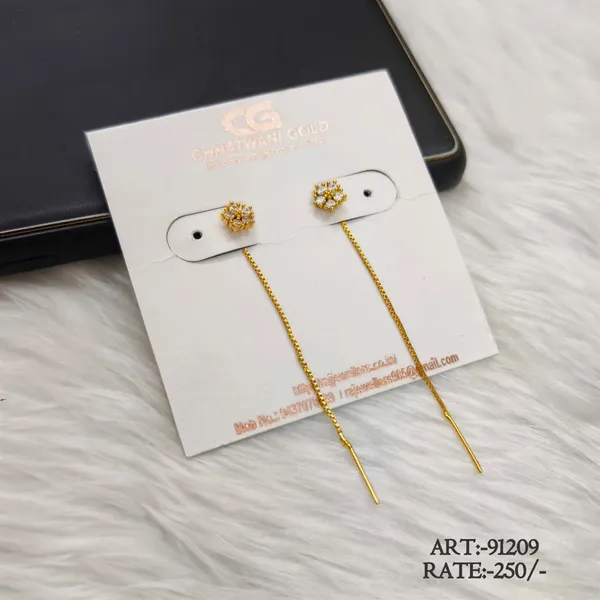 Gold_Tone_Floral_Threader_Earrings_For_Women