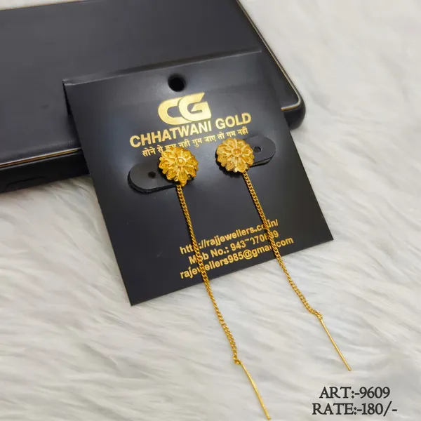 Gold_Tone_Floral_Chain_Earrings_For_Women