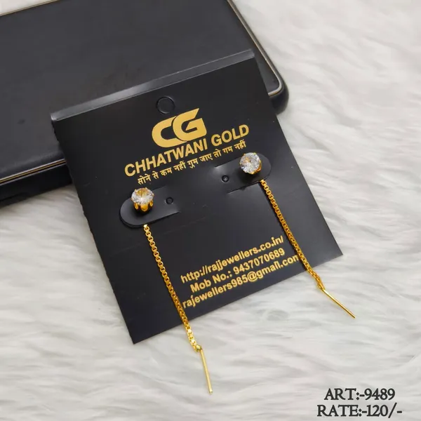 Gold-Tone_Stone_Accent_Chain_Drop_Earrings_For_Women