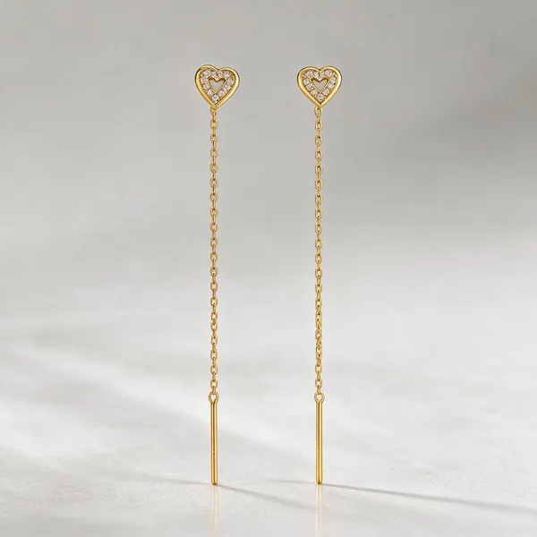 Gold_Tone_Heart_Chain_Drop_Earrings_For_Women