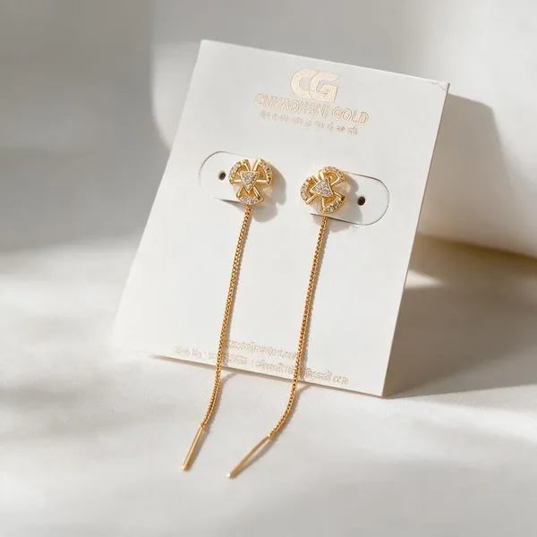 Gold_Tone_Floral_Chain_Drop_Earrings_For_Women