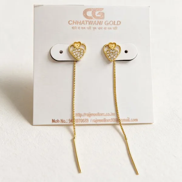 Gold_Tone_Heart_Chain_Drop_Earrings_For_Women