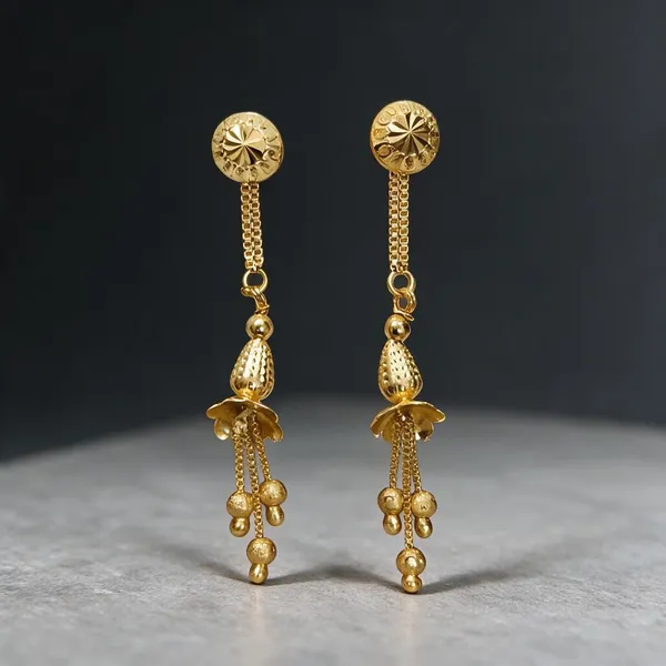 Gold-Tone_Floral_Drop_Earrings_For_Women
