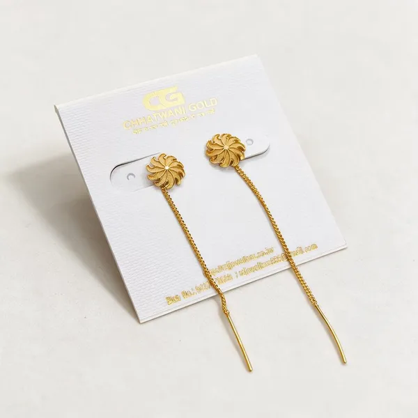 Gold-Tone_Floral_Chain_Drop_Earrings_For_Women