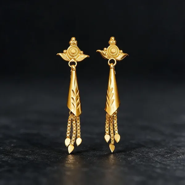 Gold-Tone_Ornamental_Drop_Earrings_For_Women