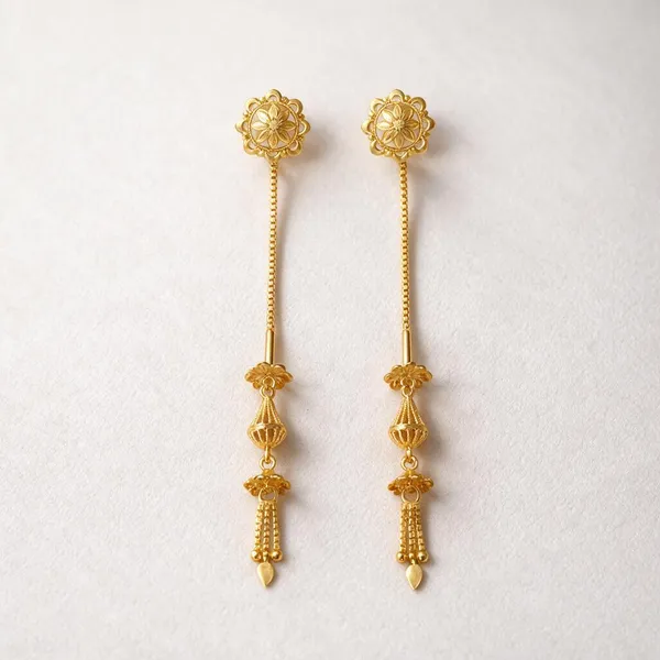 Gold_Tone_Floral_Long_Dangle_Earrings_For_Women