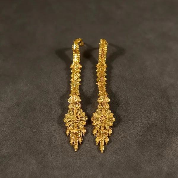 Gold_Tone_Floral_Drop_Earrings_For_Women