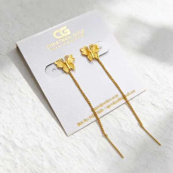 Gold_Tone_Butterfly_Chain_Drop_Earrings_For_Women