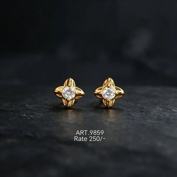 Gold_Tone_Floral_Stud_Earrings_For_Women