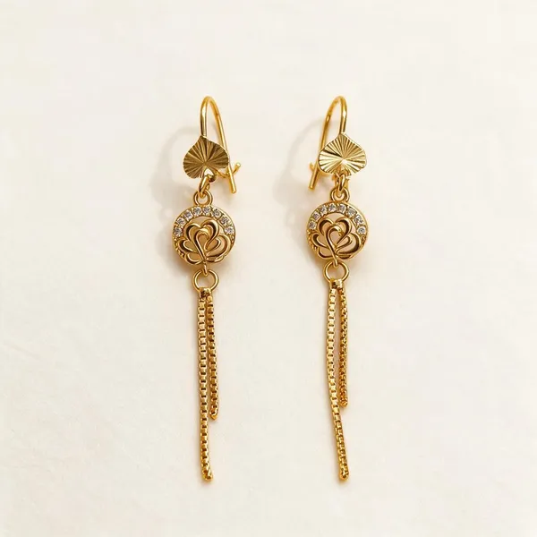 Gold_Tone_Floral_Drop_Earrings_For_Women