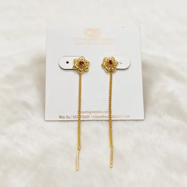 Gold_Tone_Floral_Chain_Drop_Earrings_For_Women