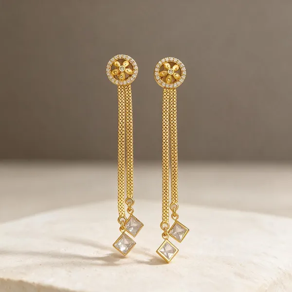 Gold_Tone_Long_Drop_Earrings_For_Women
