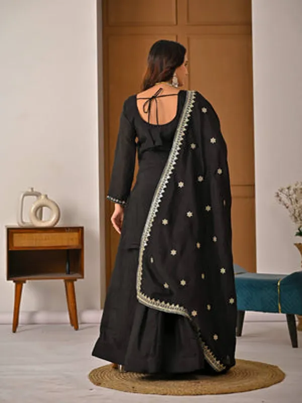 Black_Heavy_Vichitra_Silk_Sharara_Set_For_Women