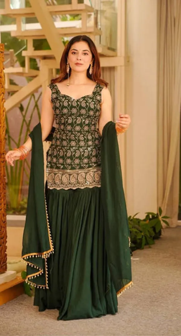 Green_Heavy_Blooming_Faux_Georgette_Sharara_Set_For_Women